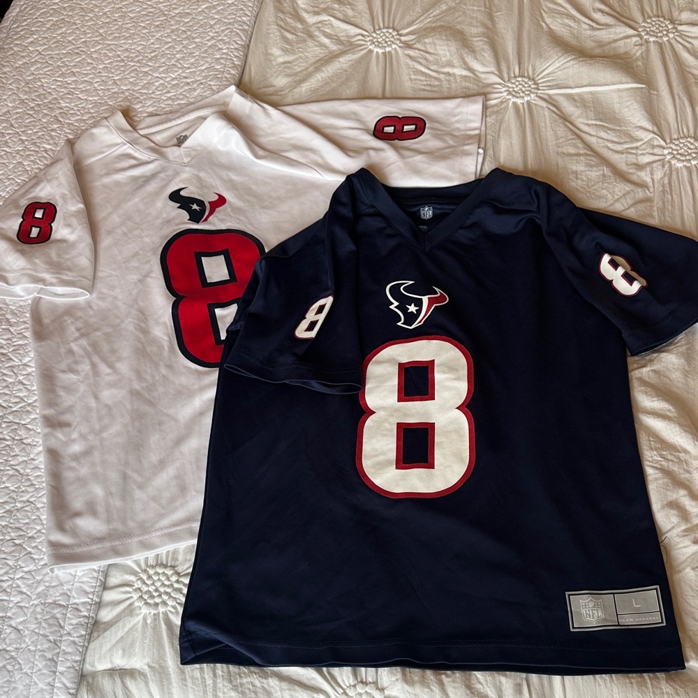 NFL Kids Houston Texans Jersey Set - Navy and White. Size youth LARGE. #8 SCHAUB
